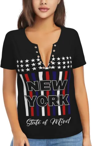 Retro American Football Womens Deep v Neck T-Shirts Short Sleeve Shirts Casual Tee Tops Slim Fit T-Shirt