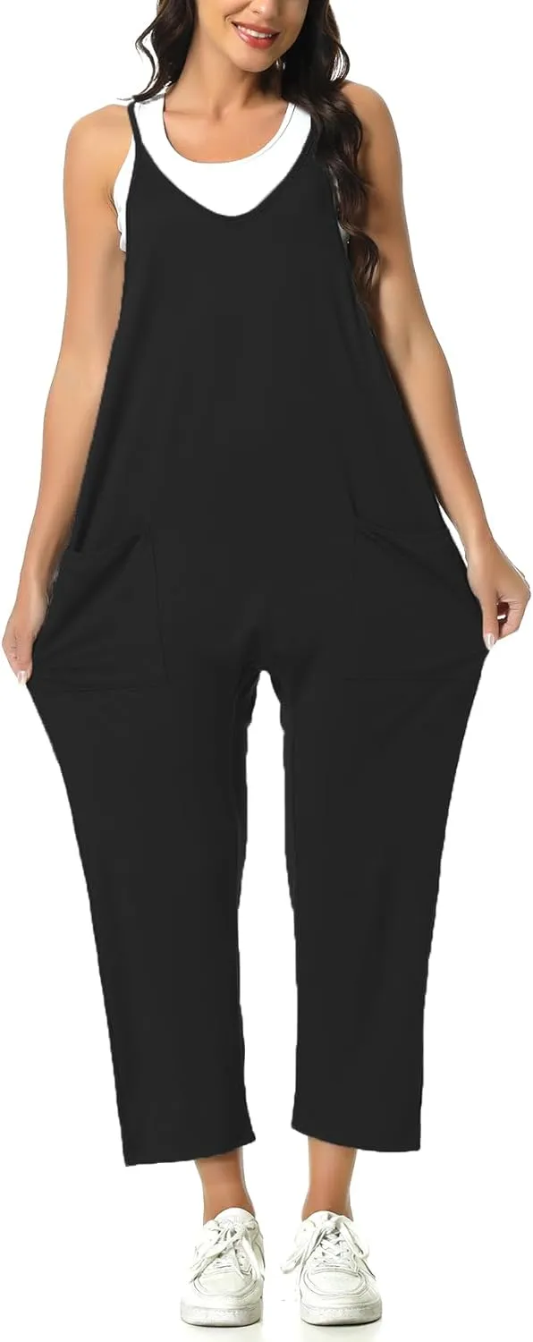 Rompers for Women Casual Summer Jumpsuits Sleeveless Loose Spaghetti Strap Overalls Jumpers