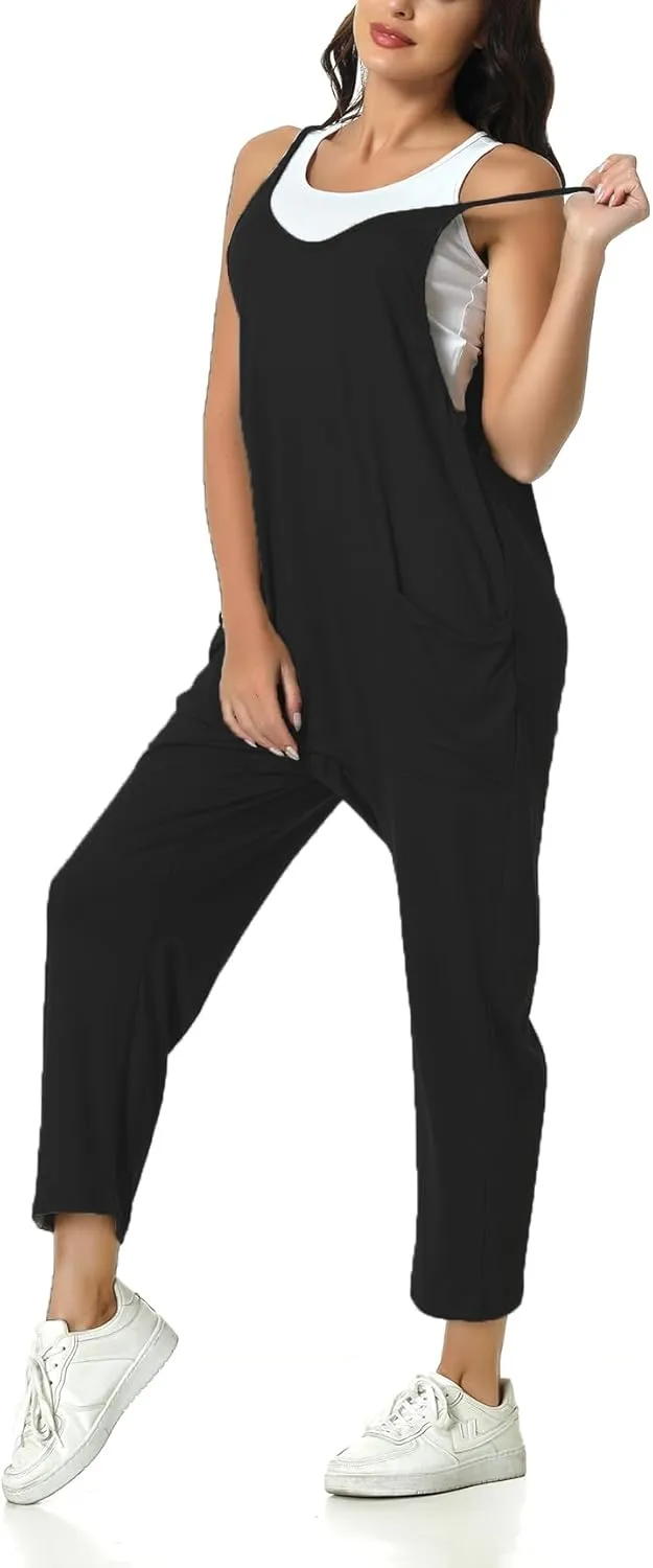 Rompers for Women Casual Summer Jumpsuits Sleeveless Loose Spaghetti Strap Overalls Jumpers