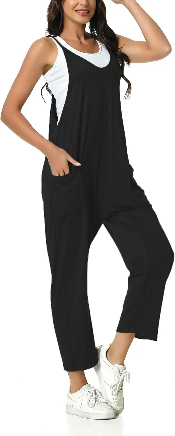 Rompers for Women Casual Summer Jumpsuits Sleeveless Loose Spaghetti Strap Overalls Jumpers