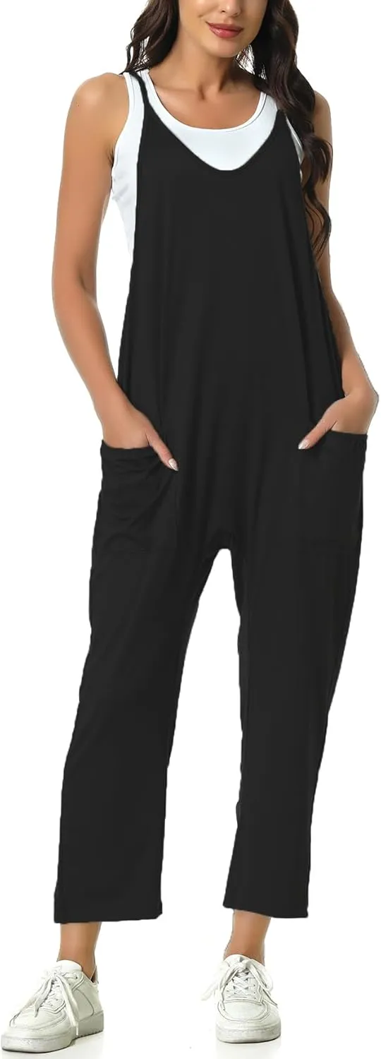 Rompers for Women Casual Summer Jumpsuits Sleeveless Loose Spaghetti Strap Overalls Jumpers