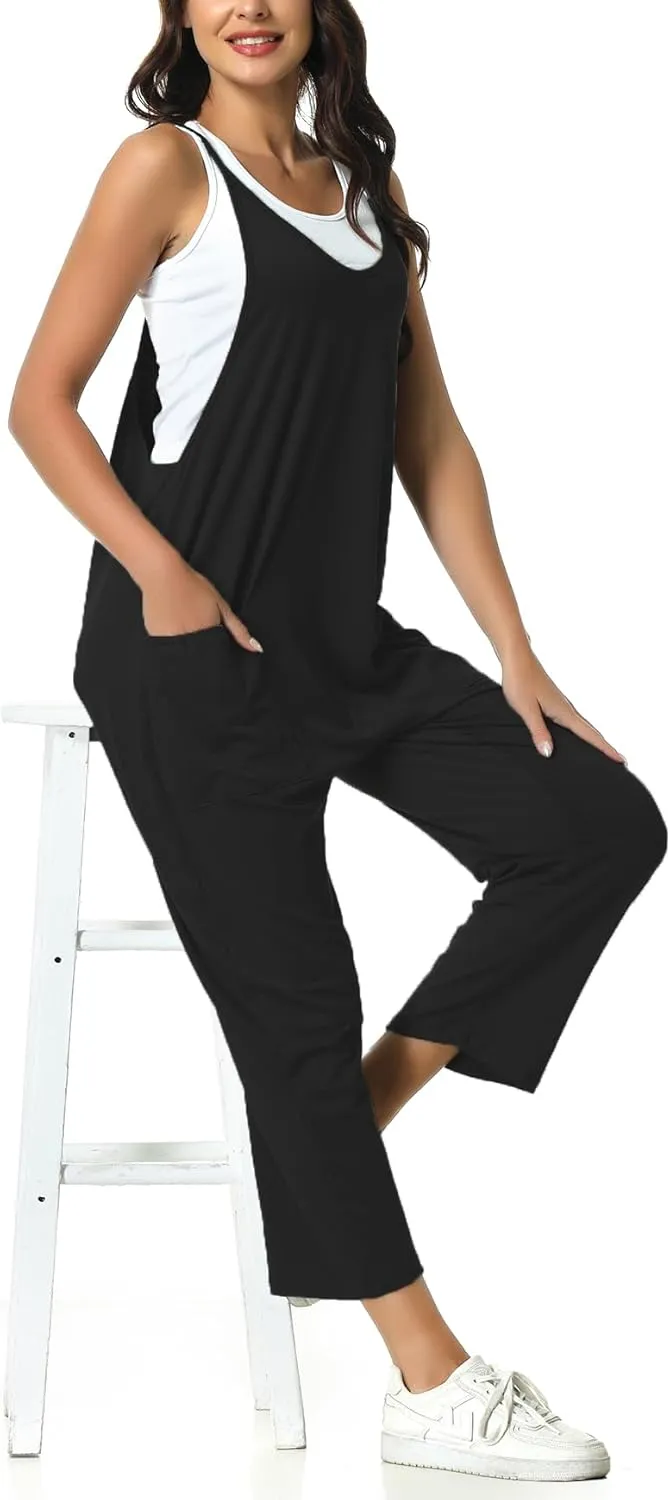 Rompers for Women Casual Summer Jumpsuits Sleeveless Loose Spaghetti Strap Overalls Jumpers