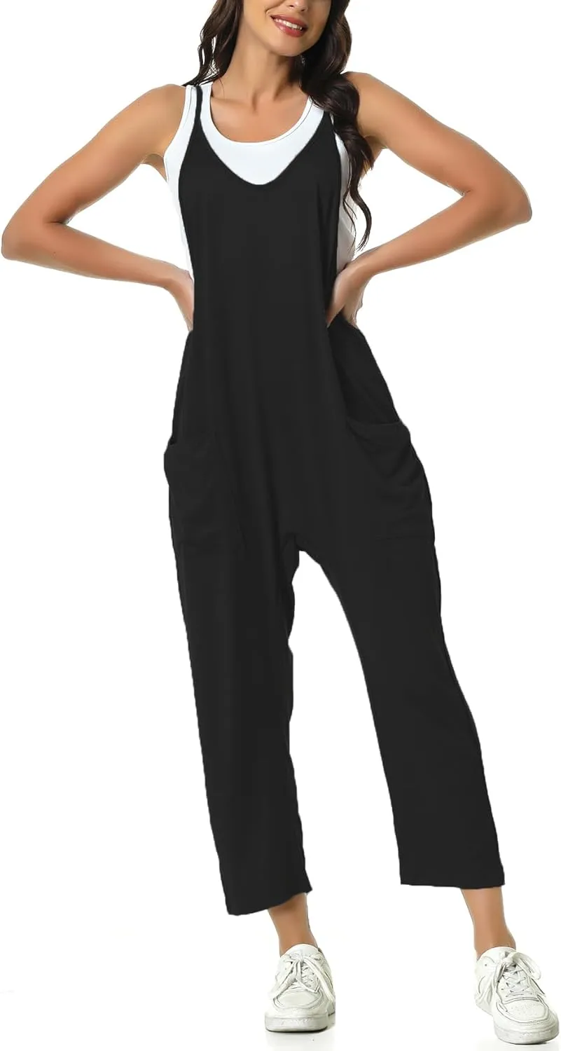Rompers for Women Casual Summer Jumpsuits Sleeveless Loose Spaghetti Strap Overalls Jumpers