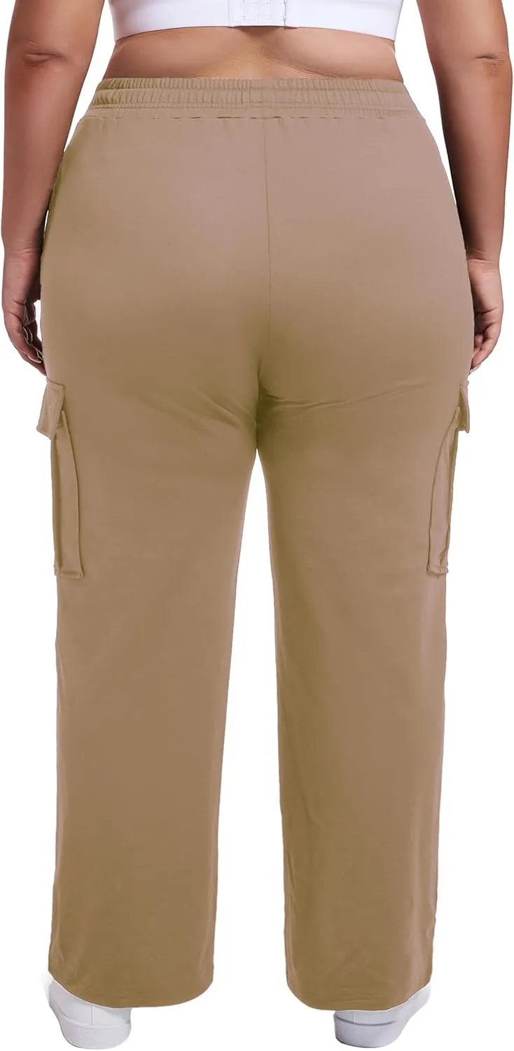 SEKINO Women's Plus Size Cargo Sweatpants Casual Wide Straight Leg Pants Drawstring High Waisted Joggers Pants