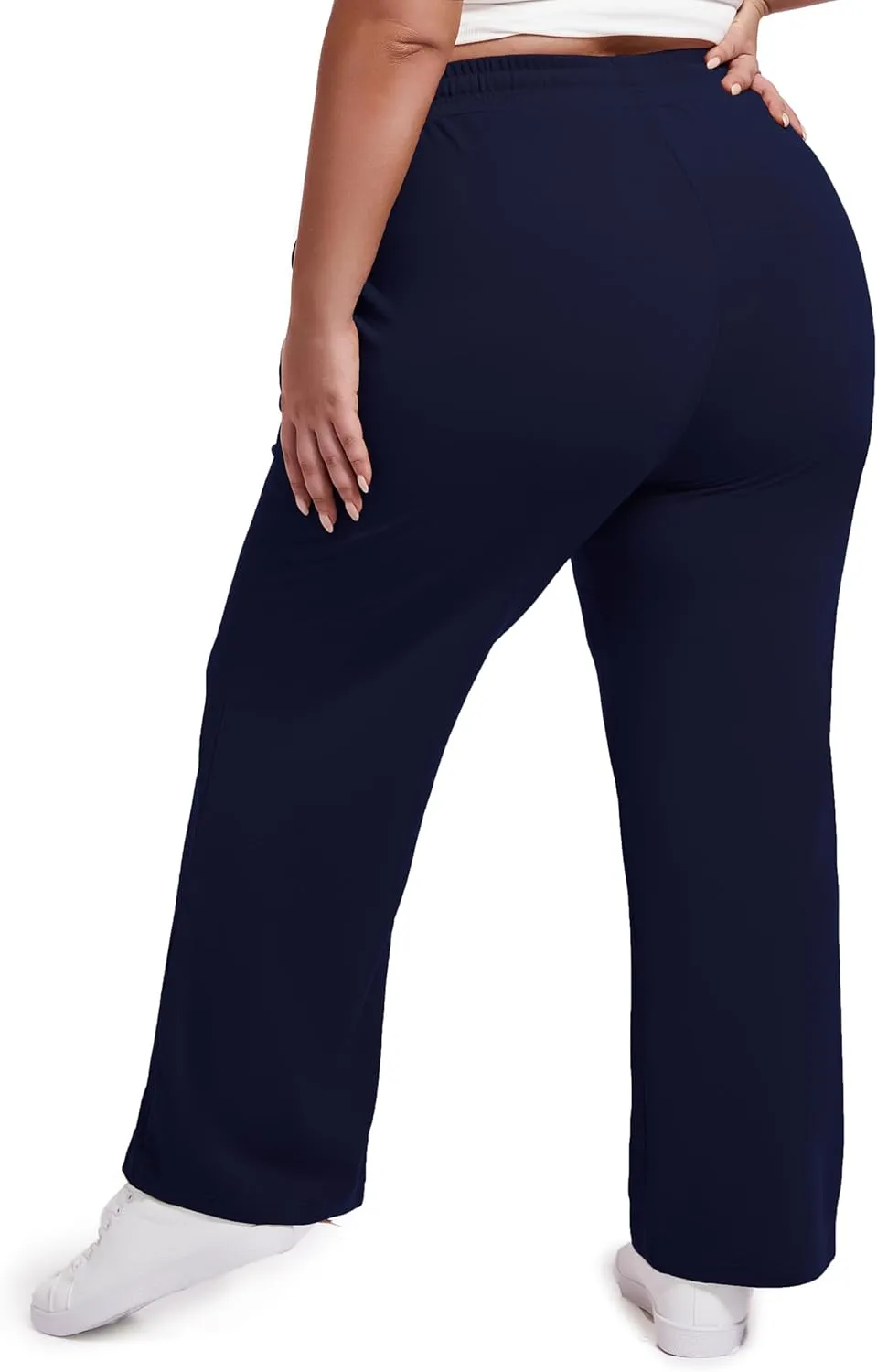 SEKINO Women's Plus Size Wide Straight Leg Pants High Waisted Business Casual Work Pants Trousers with Pockets Drawstring
