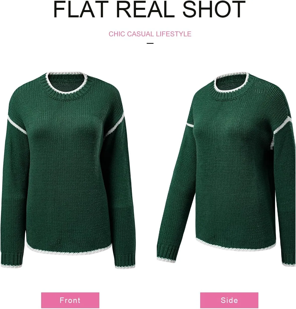 SHEWIN Womens Sweaters Crewneck Long Sleeve Knit Pullover Sweater Casual Fall Tops for Women 2024
