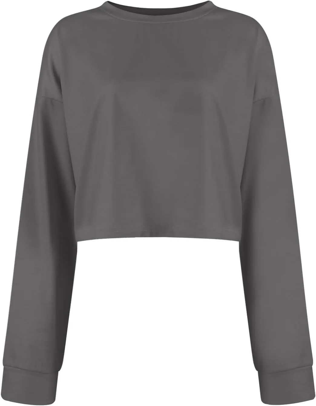 slqdgmryz Cropped Sweatshirts for Women Crewneck Fall Crop Top Sweatshirt Preppy Loose Fit Drop Shoulder Pullover Hoodie