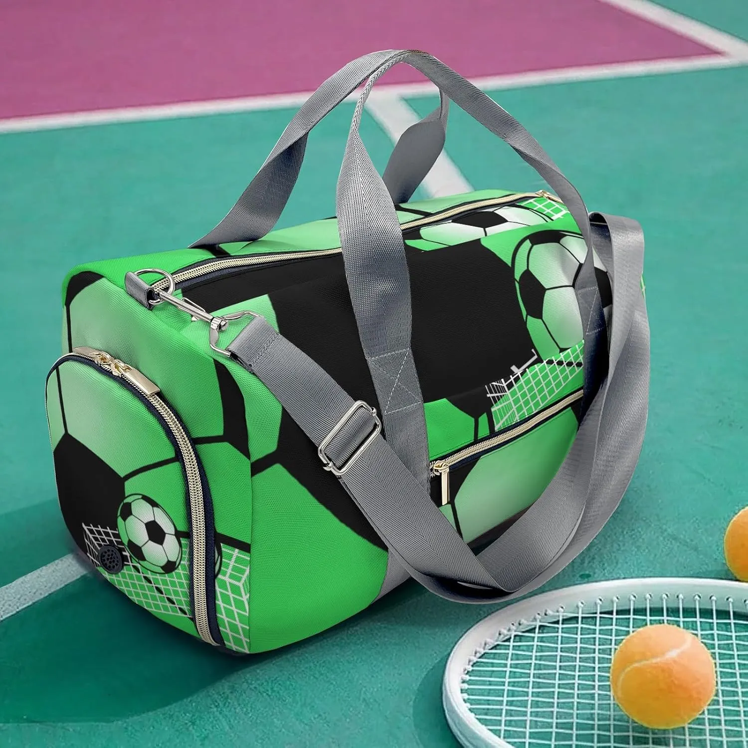 Soccer Ball Gym Mint Travel Duffel Bag Large Foldable Waterproof Overnight Bag for Beach Swim Bags Pool Sports Gym