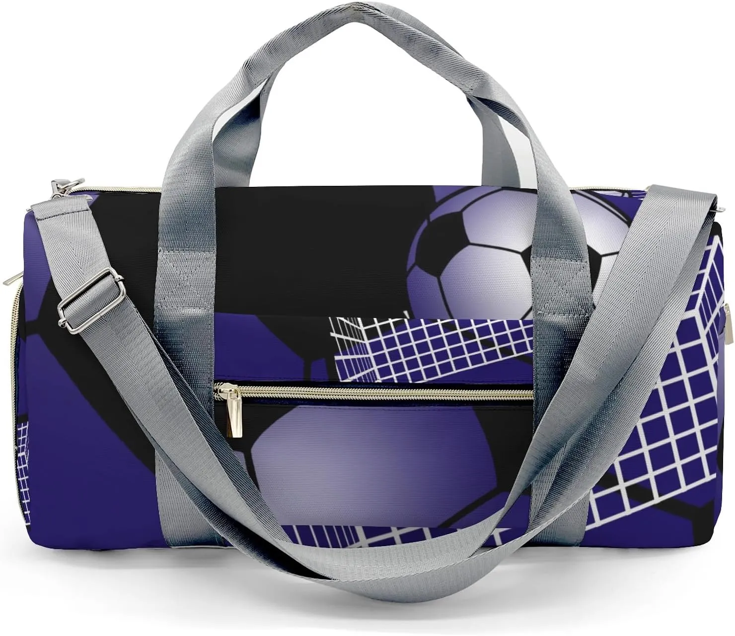 Soccer Ball Gym Navy Waterproof Travel Duffel Bag for Men and Women with Shoe Compartment