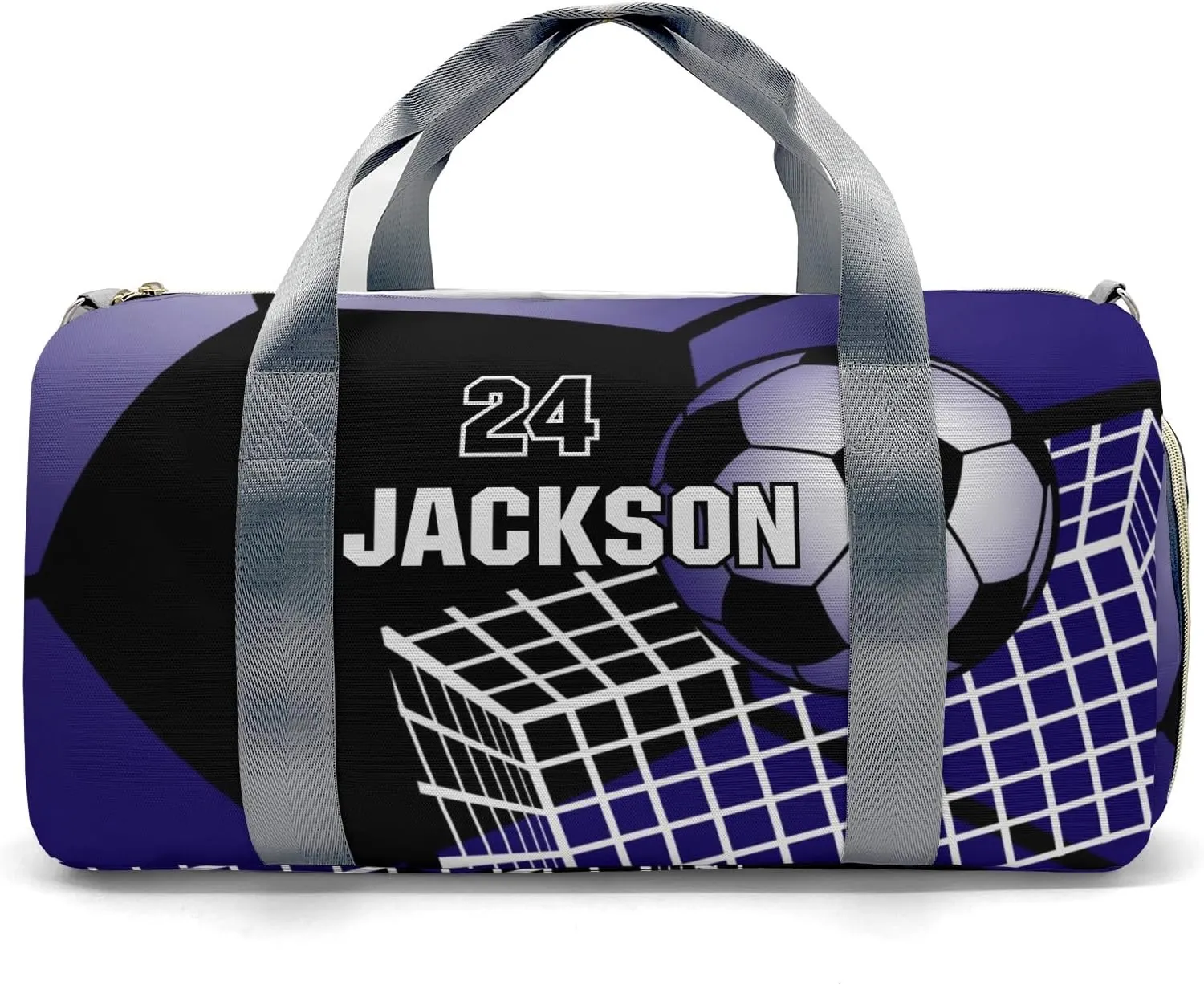 Soccer Ball Gym Navy Waterproof Travel Duffel Bag for Men and Women with Shoe Compartment