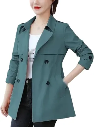 Spring Autumn Women's Trench Coat Medium Waist Outerwear Solid Color Windbreaker Female Overcoat Tops Casual Jacket