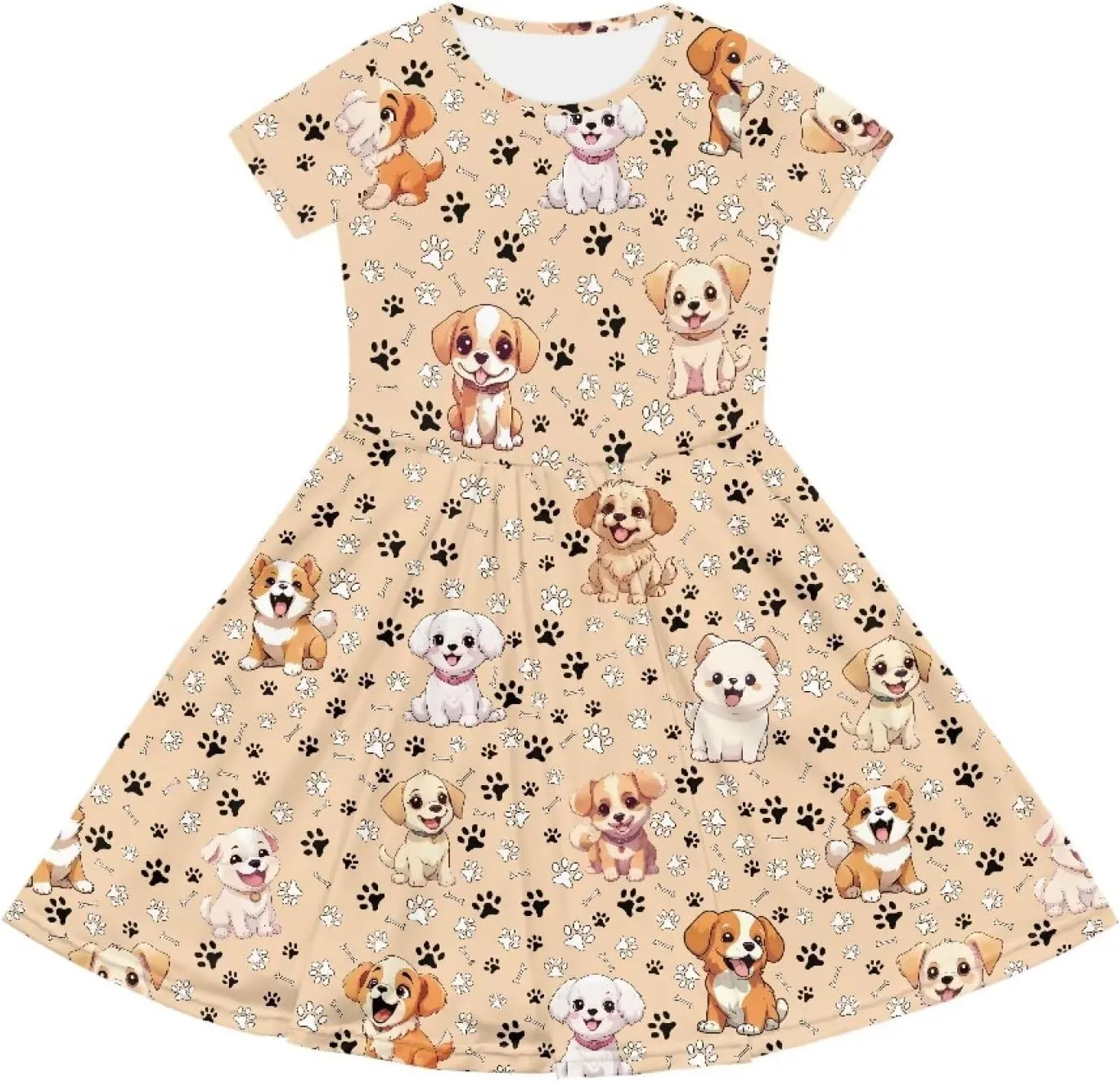 Summer Knee-Length Dresses for Girls 2-14 Years Old Machine Washable and Wrinkle-Resistant