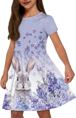 Summer Knee-Length Dresses for Girls 2-14 Years Old Machine Washable and Wrinkle-Resistant