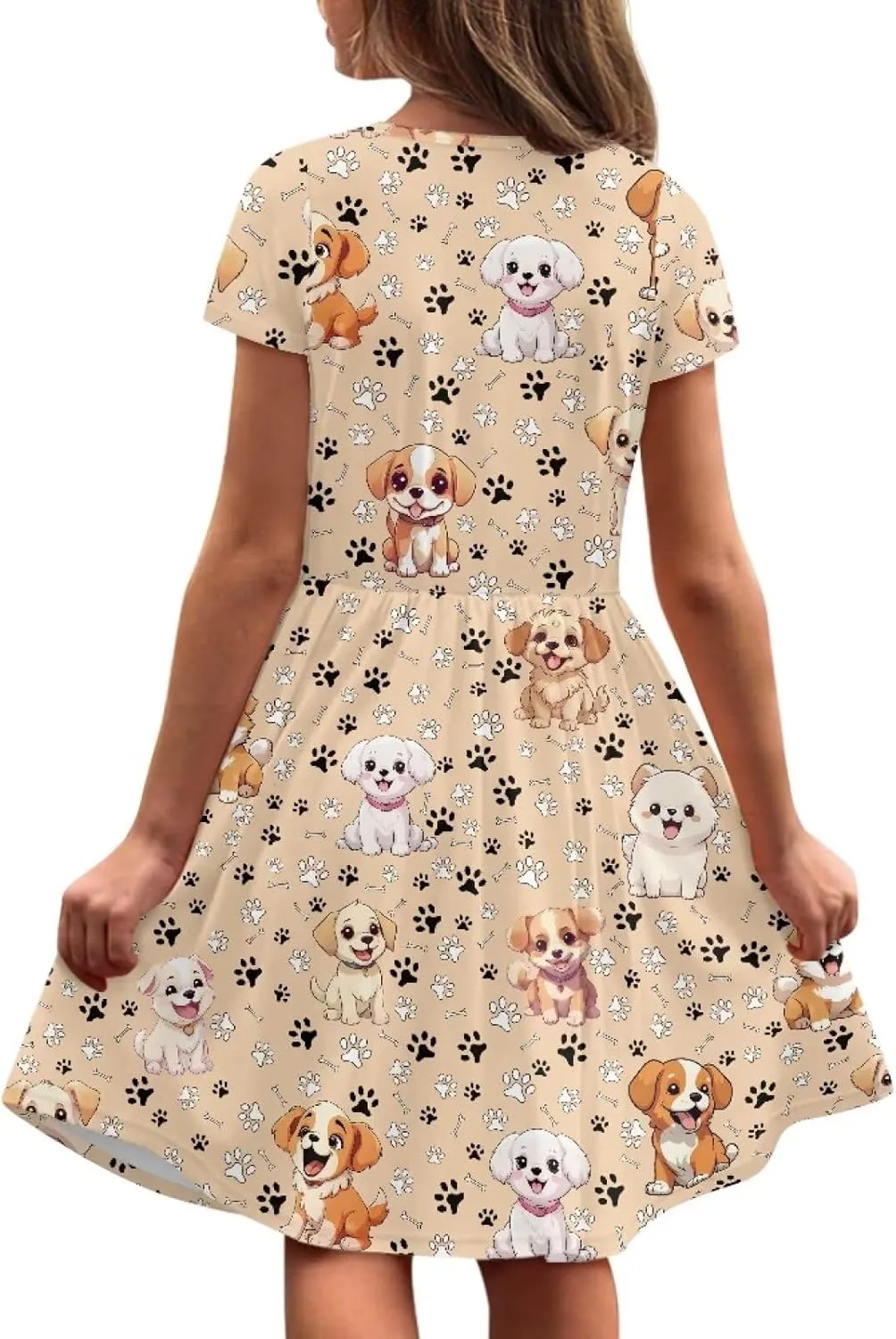 Summer Knee-Length Dresses for Girls 2-14 Years Old Machine Washable and Wrinkle-Resistant