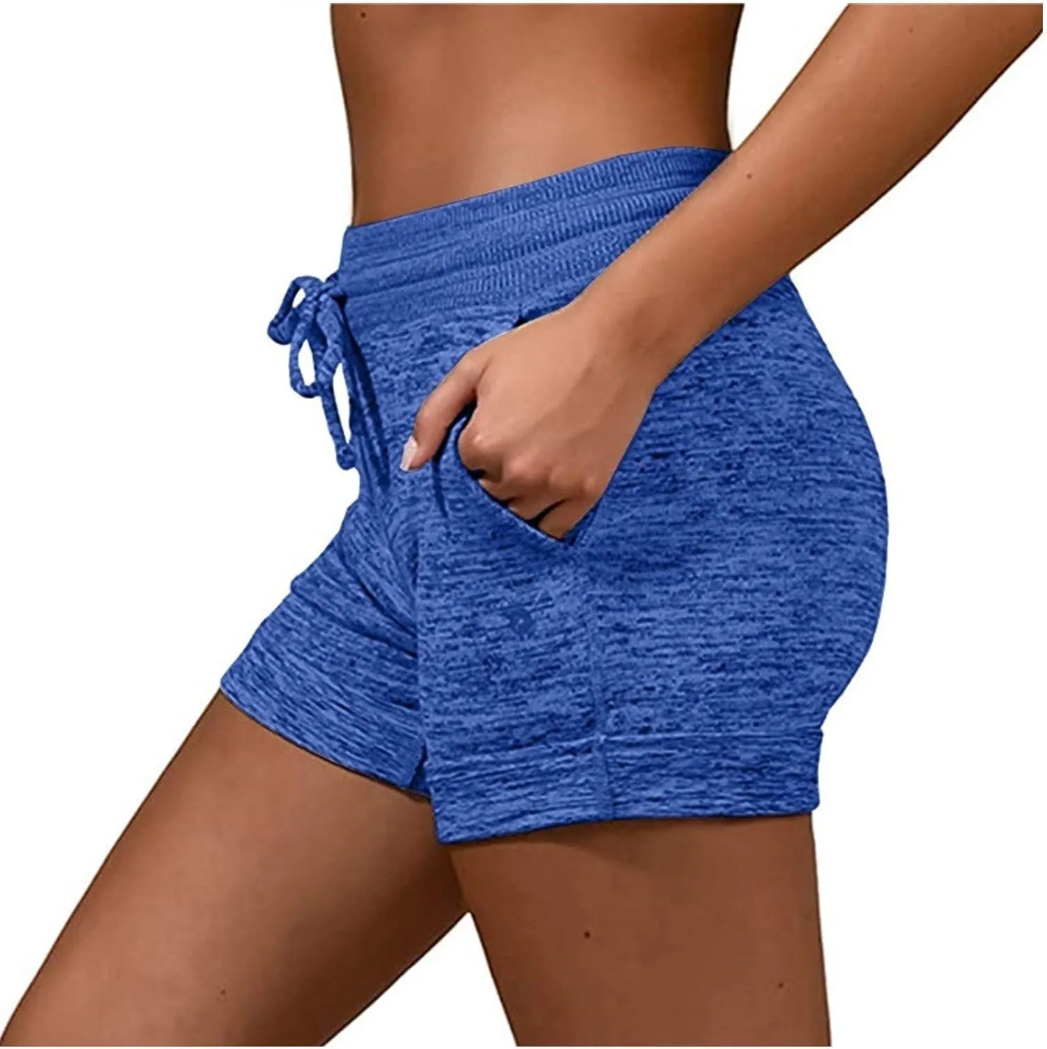 Summer Shorts for Women Trendy Print Yoga Pants Casual Loose Elastic Drawstring Trousers Beach Shorts Pockets