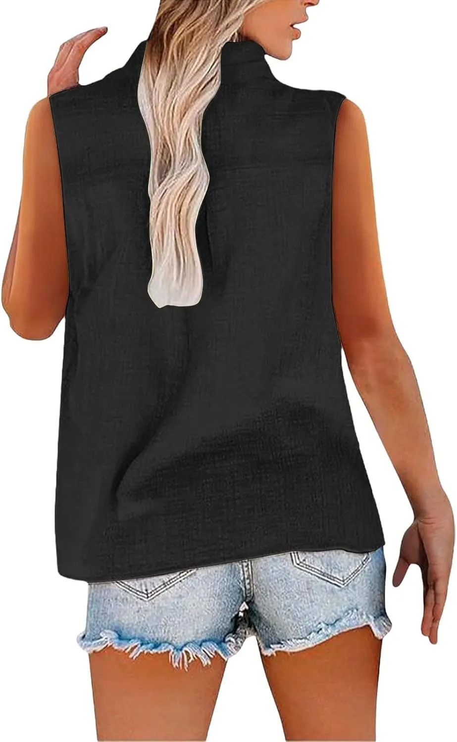 Summer Tops for Women 2025 Trendy Plain V Neck Button Down Work Tshirts Empire Waist Long Sleeve Linen Shirts