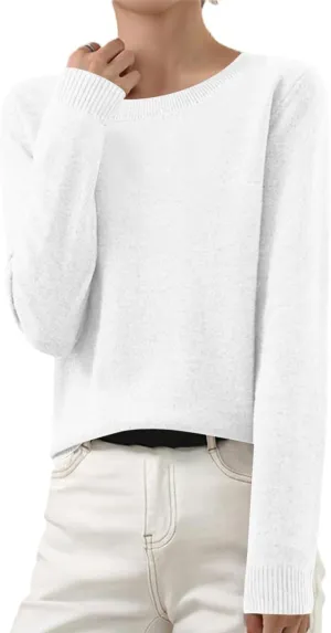Sweaters for Women Trendy Crewneck Knit Long Sleeve Sweater Loose Fit Casual Solid Warm Soft Pullover Winter Tops