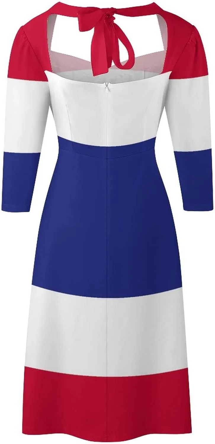 TAIZIYEAH Dress Elegant Casual Long Dress Thailand Flag Girls Summer Sunshine Beach Skirts for Womens M