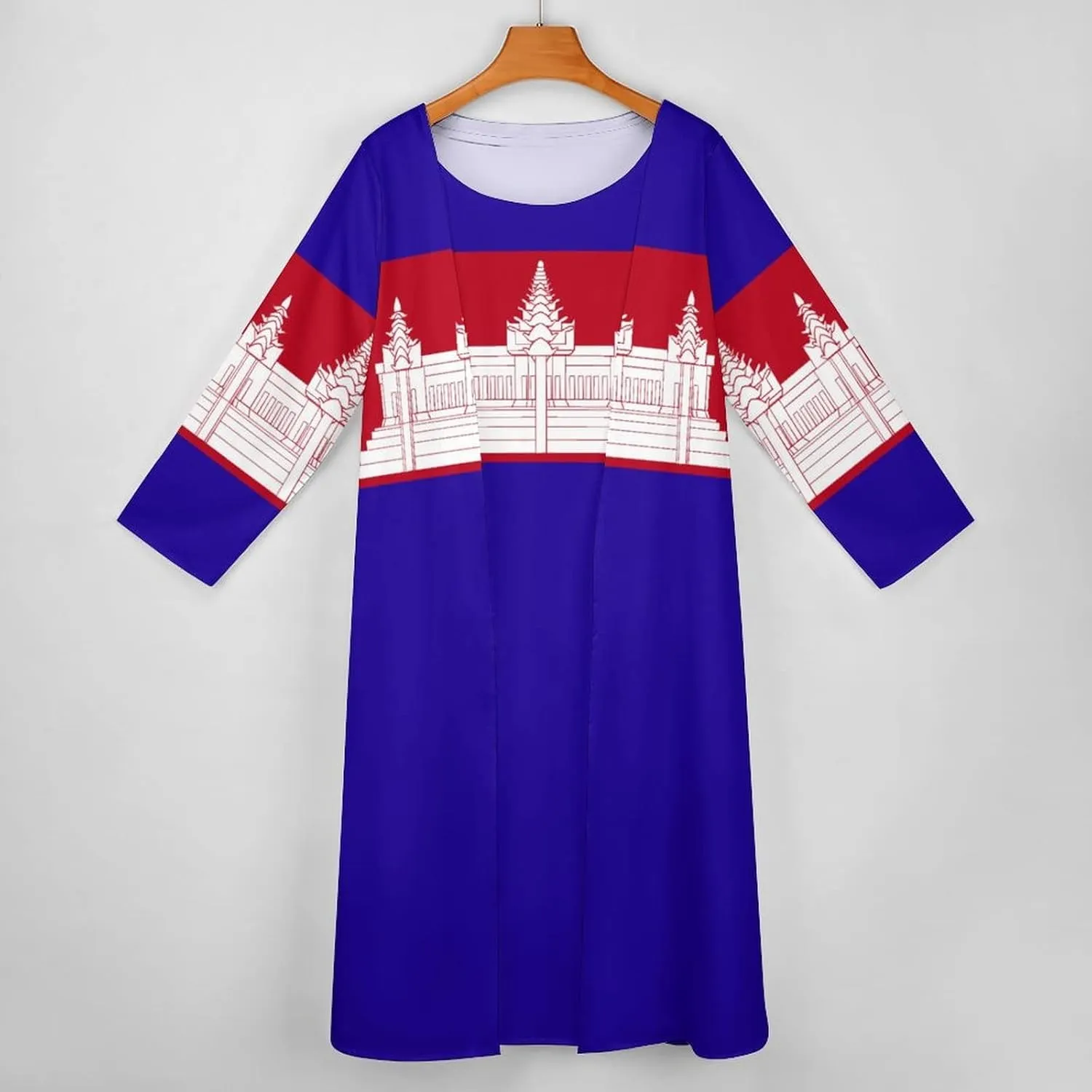 TAIZIYEAH Dress Suit Elegant Casual Long Dress Cambodia Flag Girls Summer Sunshine Beach Skirts for Womens XL
