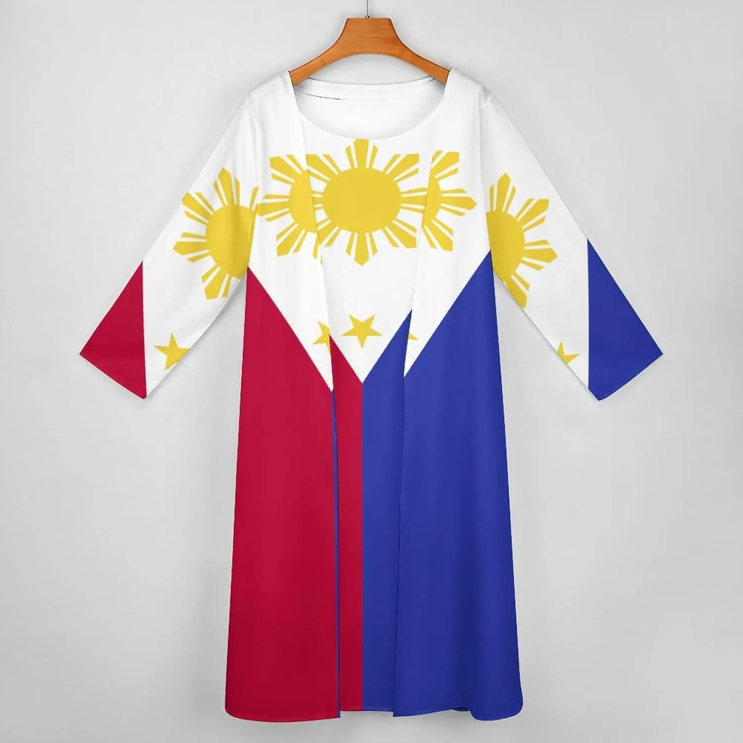 TAIZIYEAH Dress Suit Philippines Flag Women's Summer Casual Loose Dress Long Dress Short Sleeve for Girls Fashion Skirts XL