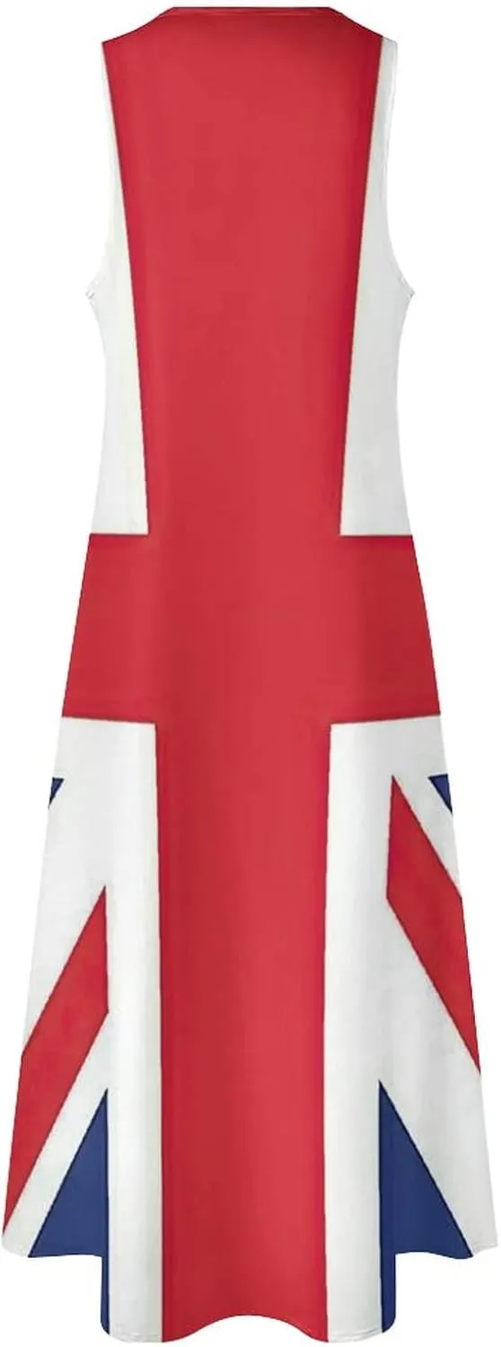 TAIZIYEAH Long Dress British Flag Women's Summer Casual Loose Dress Long Dress Short Sleeve for Girls Fashion Skirts 4XL