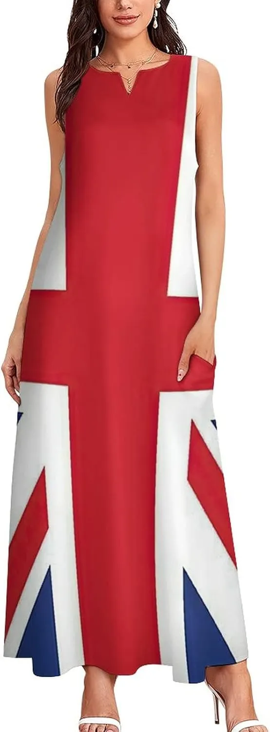 TAIZIYEAH Long Dress British Flag Women's Summer Casual Loose Dress Long Dress Short Sleeve for Girls Fashion Skirts 4XL