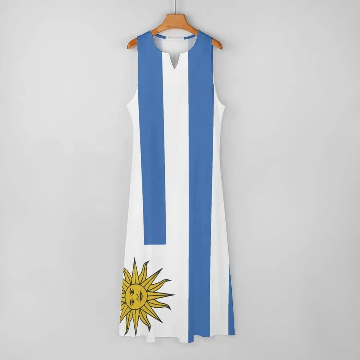 TAIZIYEAH Long Dress Uruguay Flag Women's Summer Casual Loose Dress Long Dress Short Sleeve for Girls Fashion Skirts S