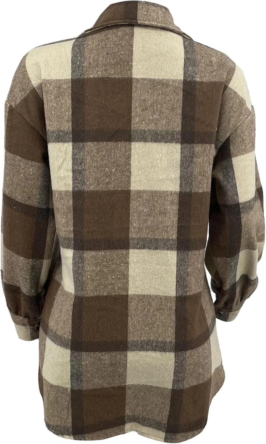Tcremisa Womens Casual Plaid Shirt Jacket Wool Blend Button Down Long Sleeve Shacket Coats