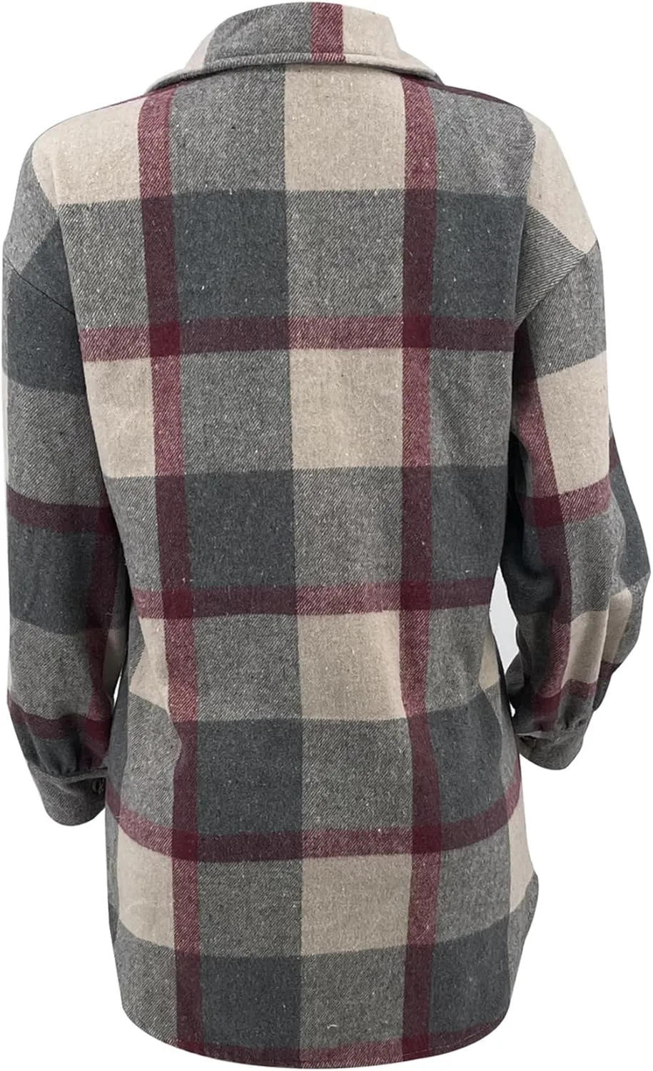 Tcremisa Womens Casual Plaid Shirt Jacket Wool Blend Button Down Long Sleeve Shacket Coats