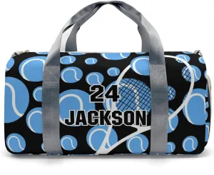 Tennis Blue Sport Gym Travel Duffel Bag Large Foldable Waterproof Overnight Bag for Beach Swim Bags Pool Sports Gym