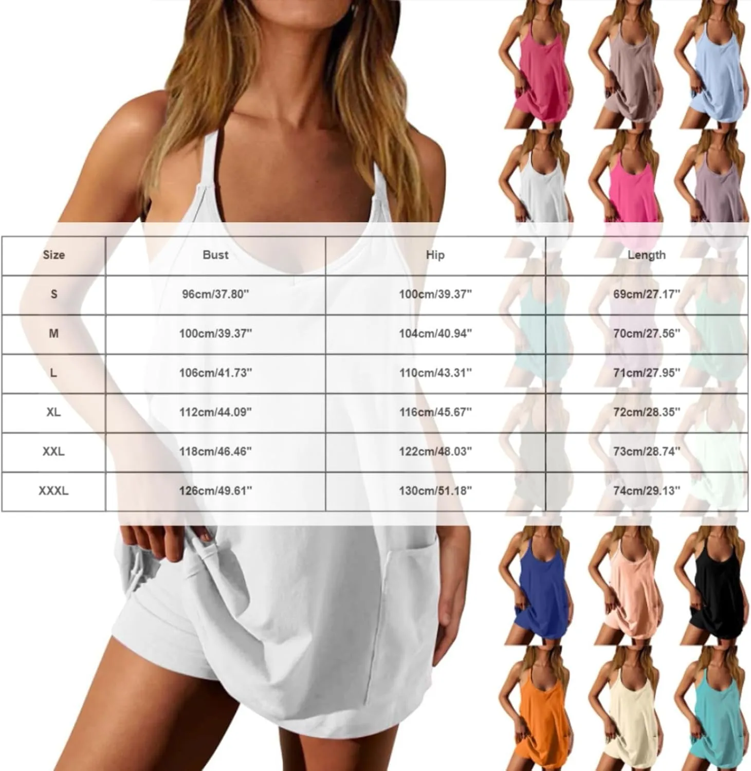 Tennis Dress for Women Built-in Shorts Summer Sleeveless Spaghetti Strap Sundress Workout Athletic Dress with Pocket