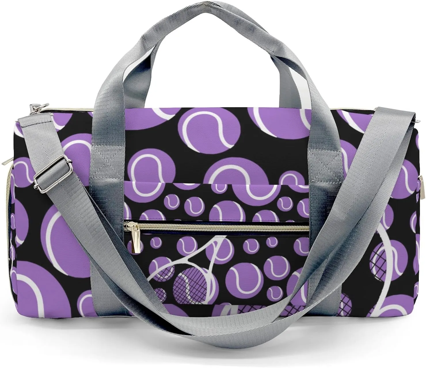 Tennis Purple Sport Gym Travel Duffel Bag Large Foldable Waterproof Overnight Bag for Beach Swim Bags Pool Sports Gym
