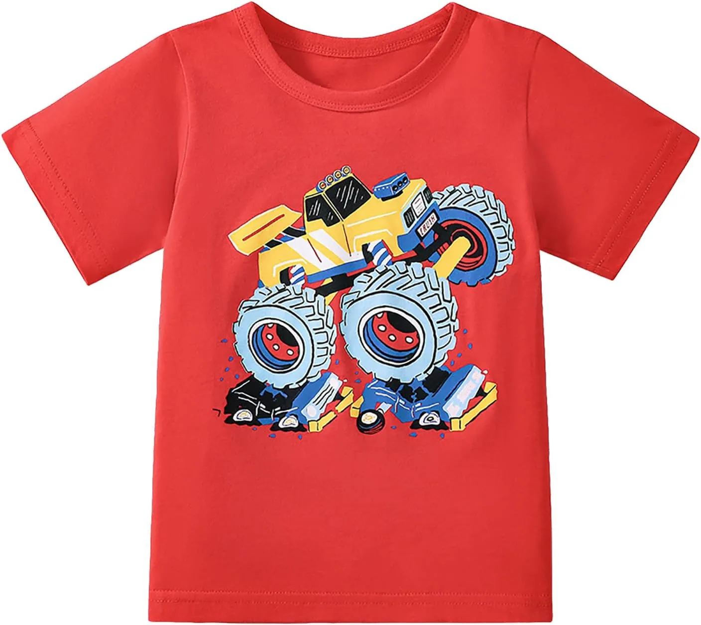 Toddler Boy Short Sleeve Tshirt Summer Cotton Casual Graphic Crewneck Tee Shirts Packs
