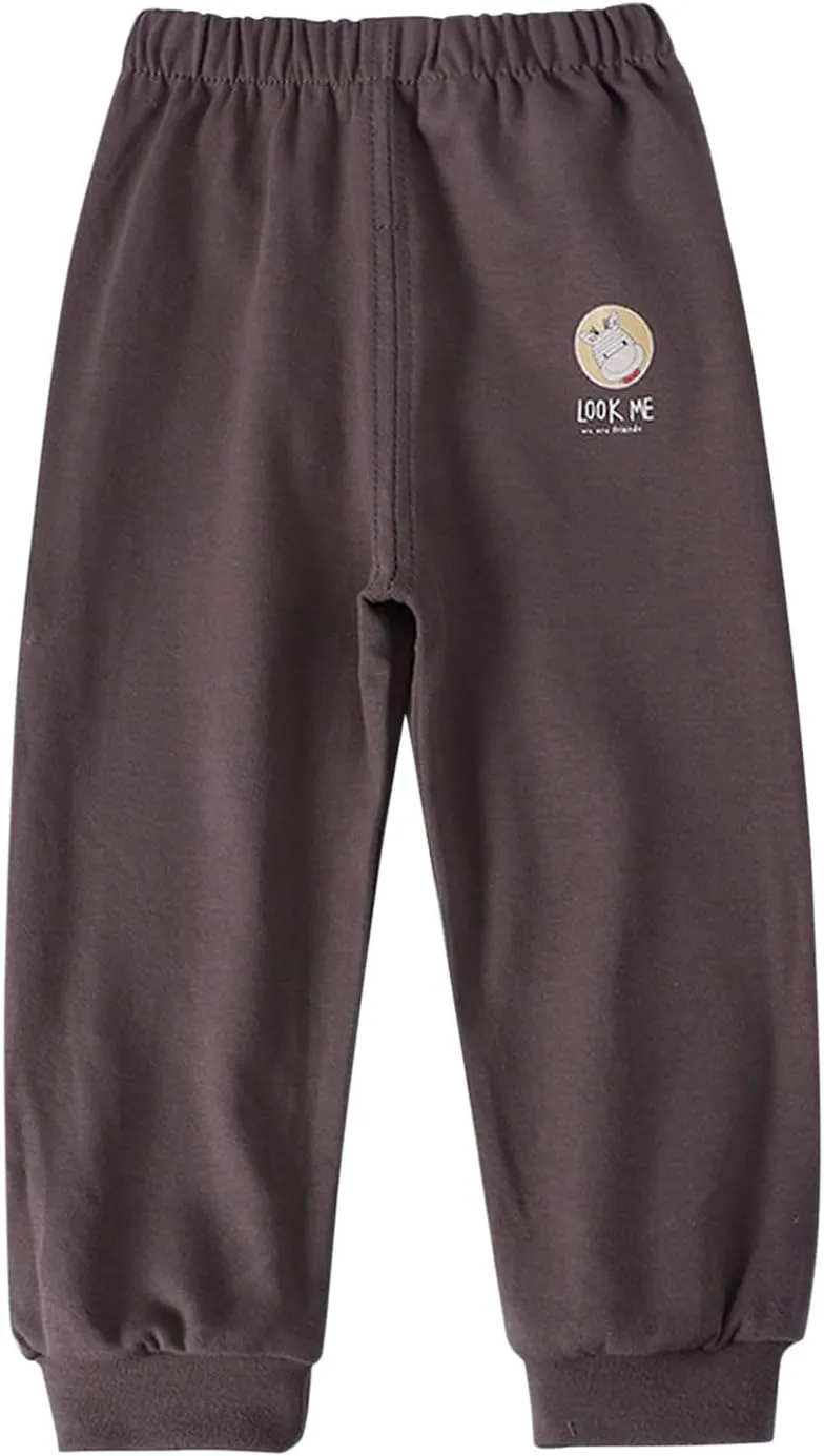 Toddler Boys Girls Cotton Sweatpants Solid Color Casual Bottoms Elastic Jogger Running Trousers for Kids Unisex