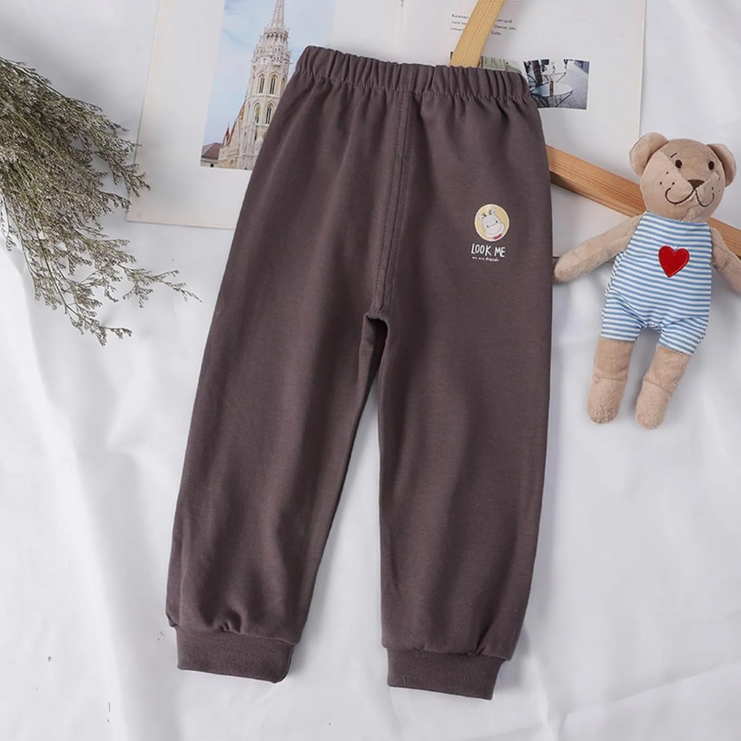 Toddler Boys Girls Cotton Sweatpants Solid Color Casual Bottoms Elastic Jogger Running Trousers for Kids Unisex