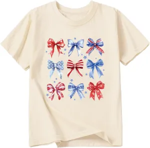 Toddler Girl American Flag Shirt 4th of July Tshirt Cotton Short Sleeve Tees 2-12 Years