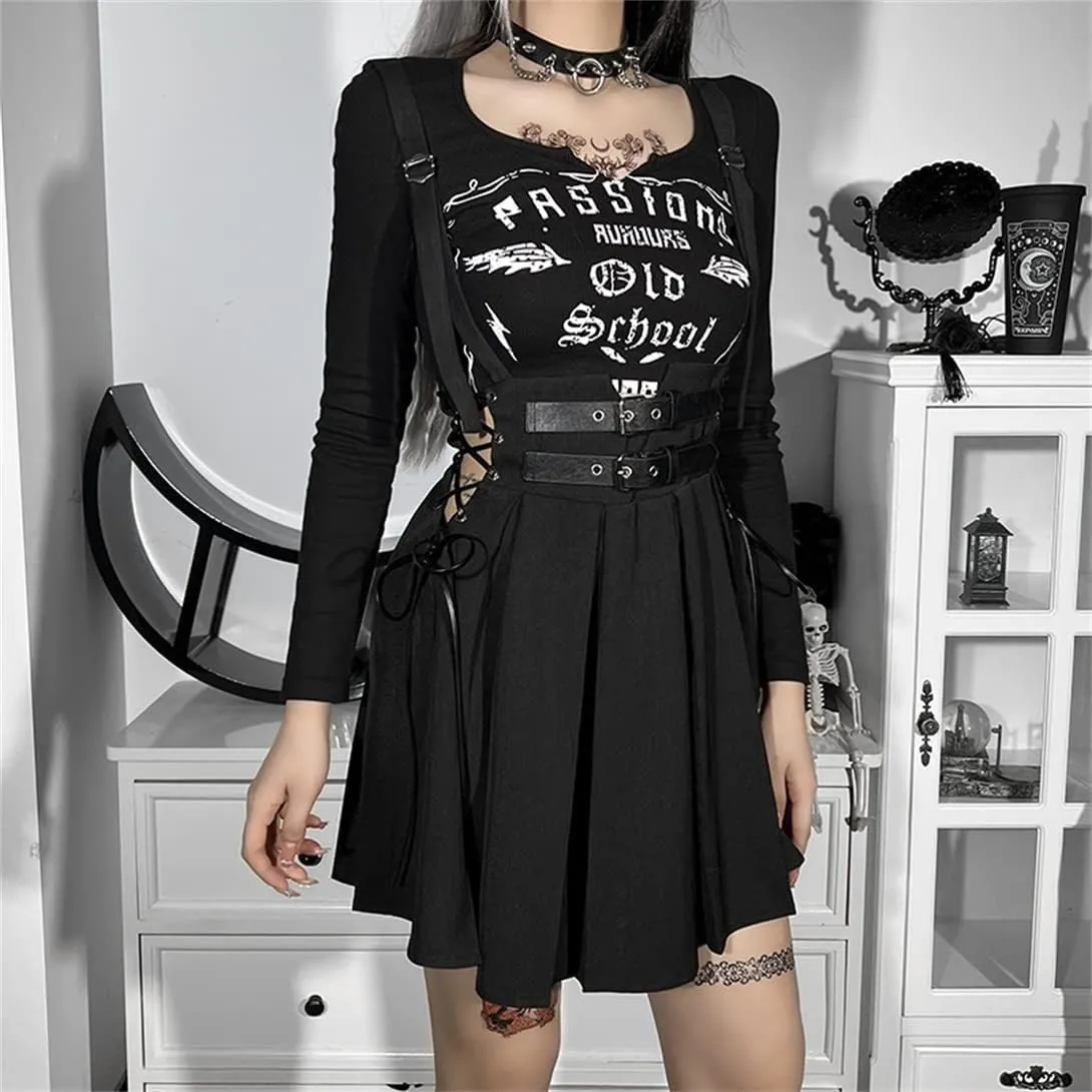 TOMETO STAR Gothic Punk Grunge Skirt High Waist Mini Skirt Harajuku Women Pleated Skirts
