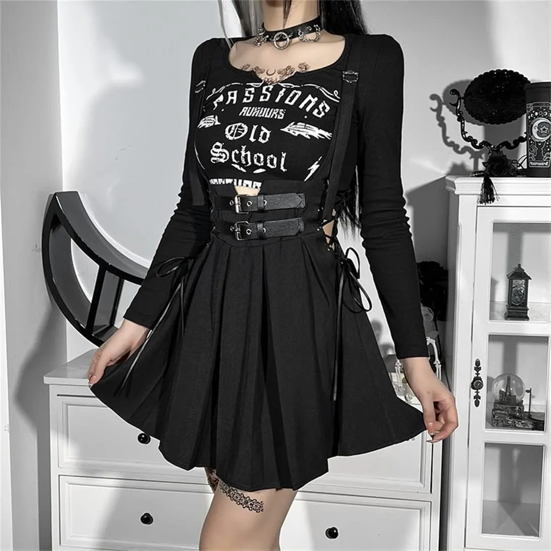 TOMETO STAR Gothic Punk Grunge Skirt High Waist Mini Skirt Harajuku Women Pleated Skirts