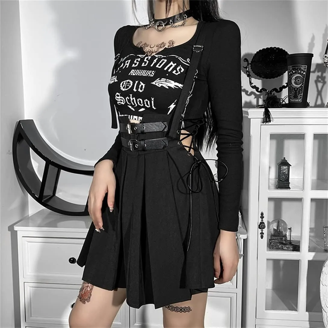 TOMETO STAR Gothic Punk Grunge Skirt High Waist Mini Skirt Harajuku Women Pleated Skirts