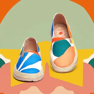 UIN Women's Espadrilles Slip Ons Canvas Lightweight Walking Casual Loafers Comfortable Art Painted Travel Shoes Marbella Tropical Day (6.5)