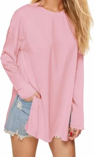 VNIRA Oversized T Shirts for Women Long Sleeve Loose Fit Casual Fall Tunic Top Basic Tee