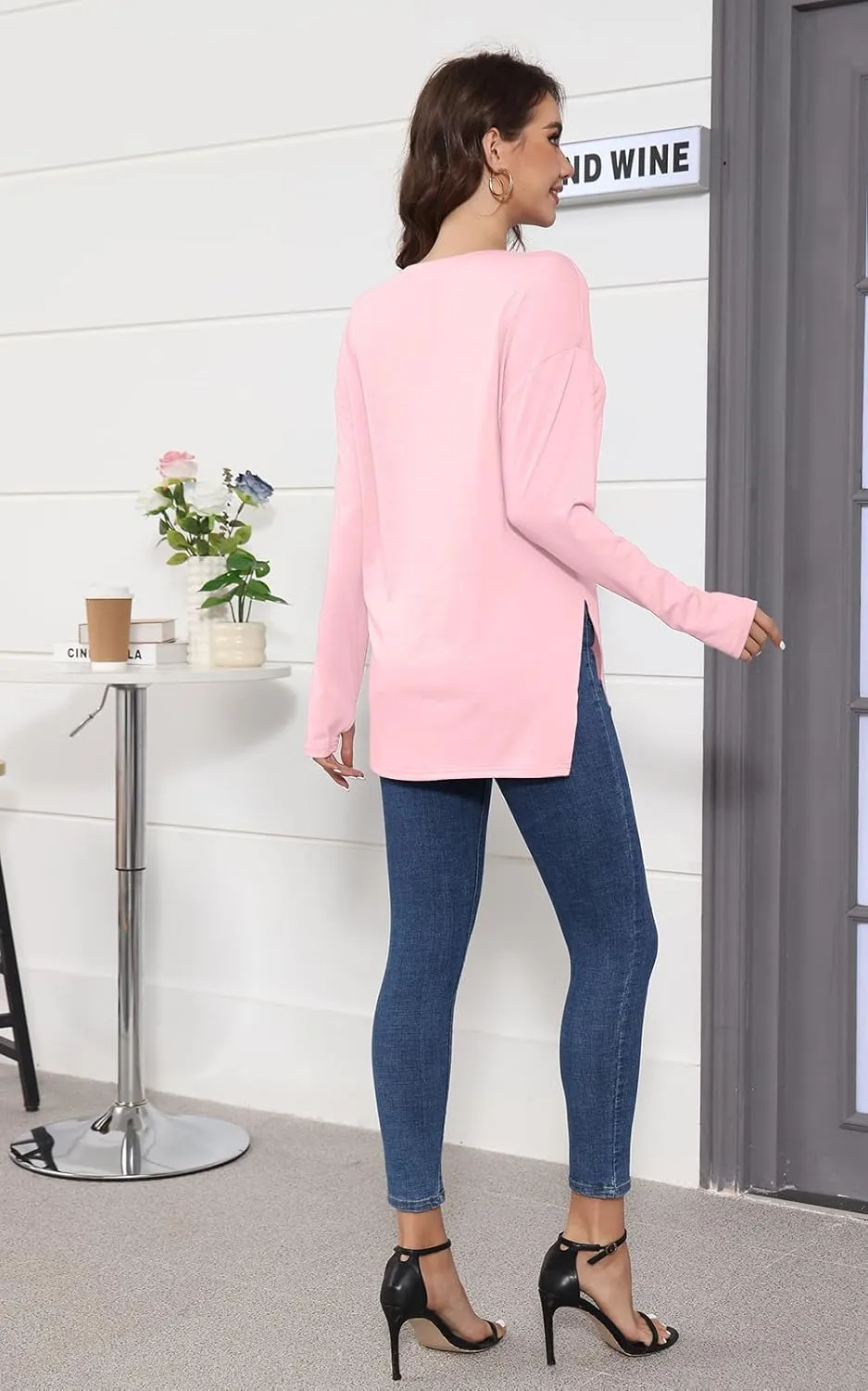 VNIRA Oversized T Shirts for Women Long Sleeve Loose Fit Casual Fall Tunic Top Basic Tee