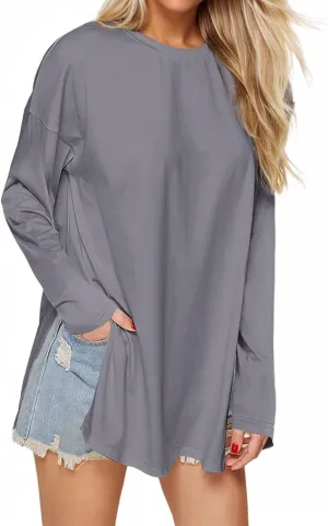 VNIRA Oversized T Shirts for Women Long Sleeve Loose Fit Casual Fall Tunic Top Basic Tee