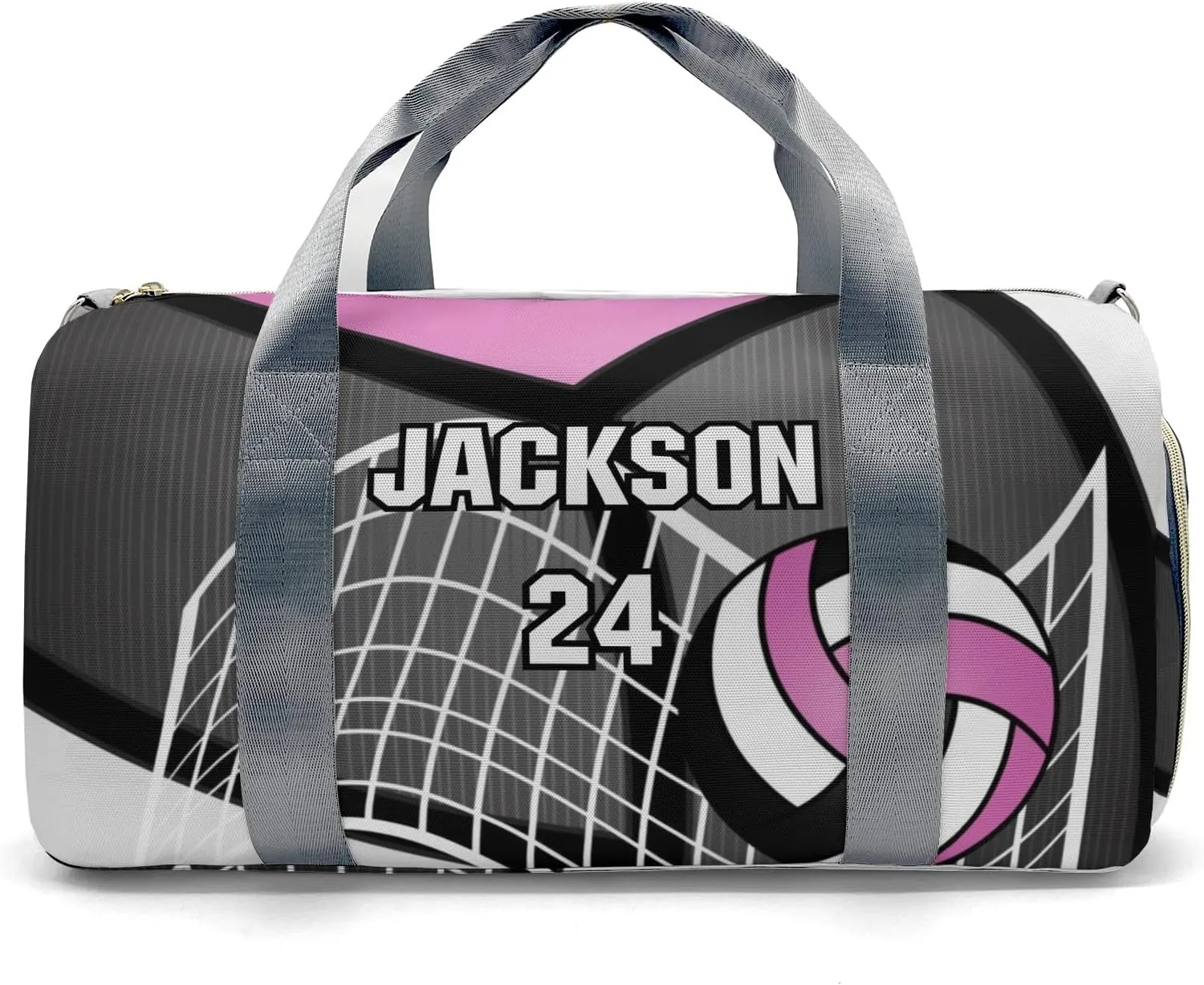 Volleyball Sport Player Team Number Name Duffle Bag for Travel, Weekender Bag with Shoe Compartment, Carry On Overnight Bag Gym Bag Hospital Bags