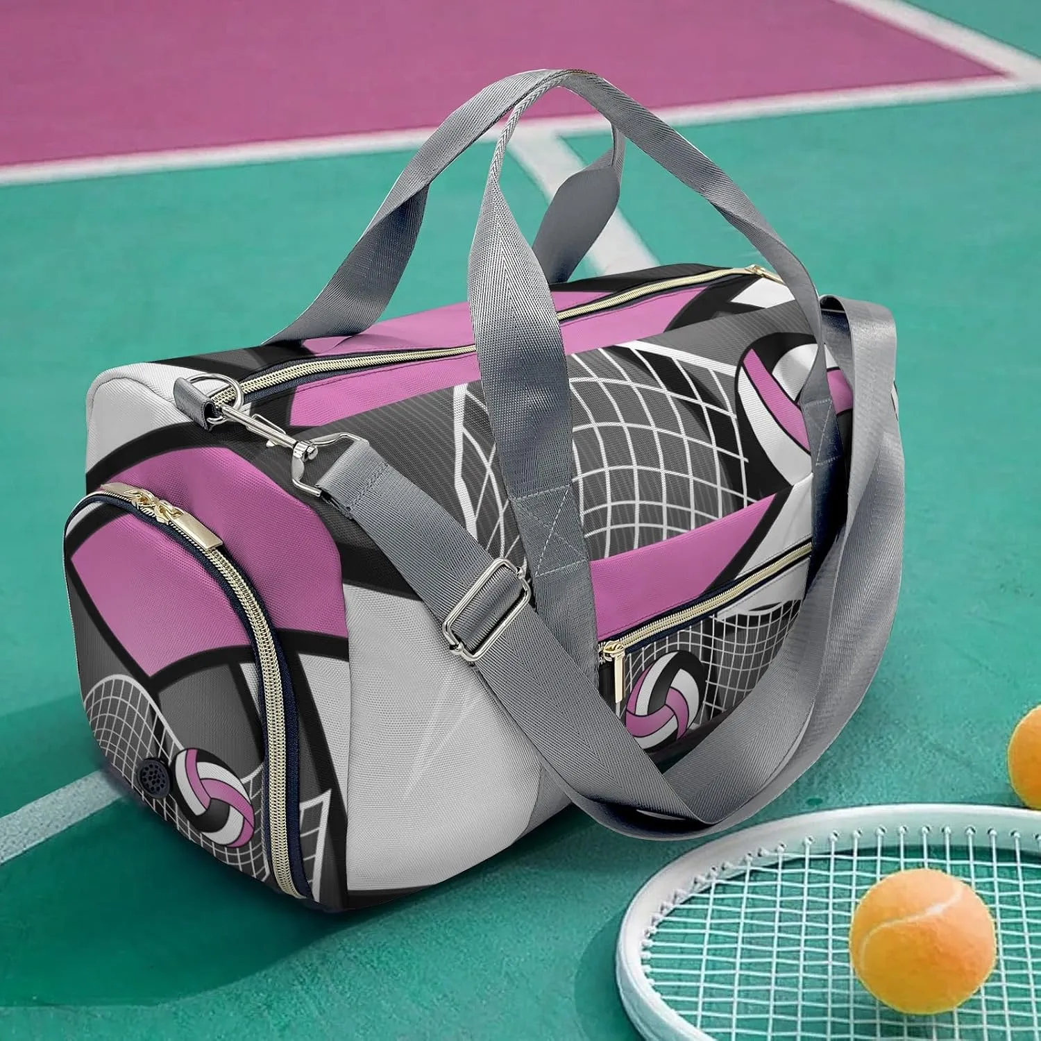 Volleyball Sport Player Team Number Name Duffle Bag for Travel, Weekender Bag with Shoe Compartment, Carry On Overnight Bag Gym Bag Hospital Bags