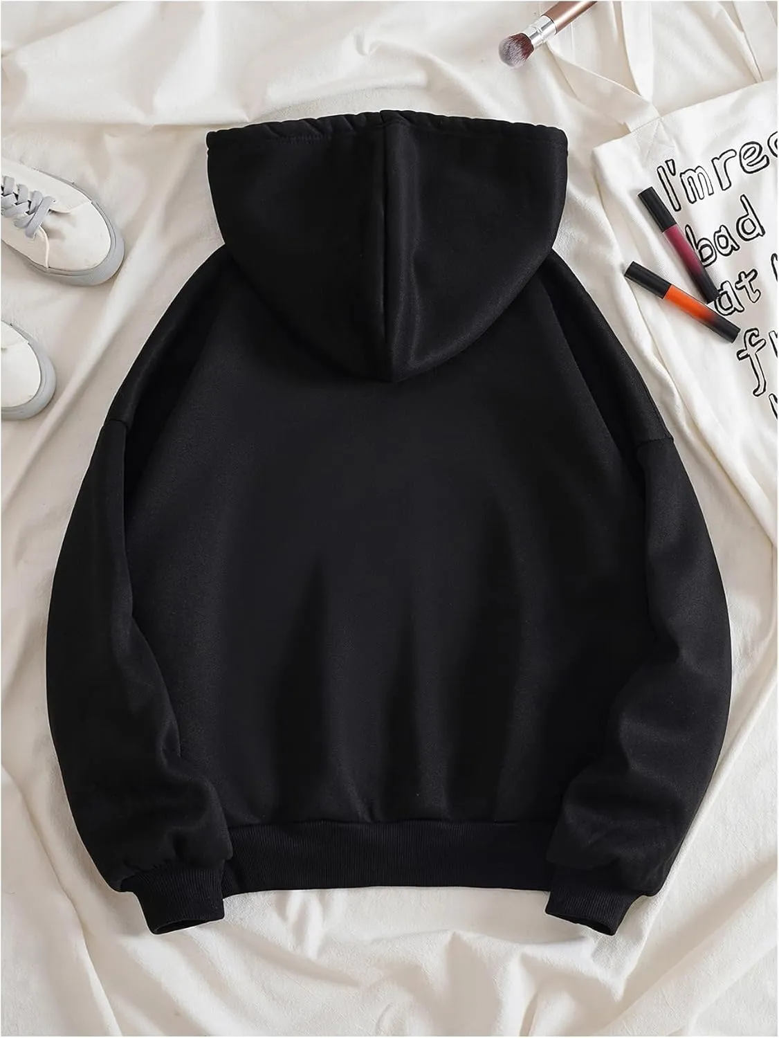 WDIRARA Women's Heart Print Zip Up Drawstring Hoodie Kangaroo Pocket Long Sleeve Sweatshirt