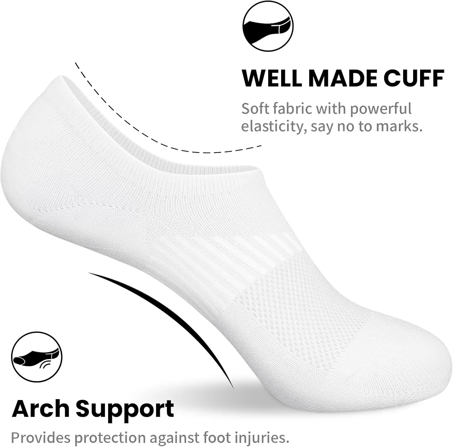 wernies No Show Socks Womens 8 Pairs, Ankle Non Slip Low Short Invisible Thin Liner Socks