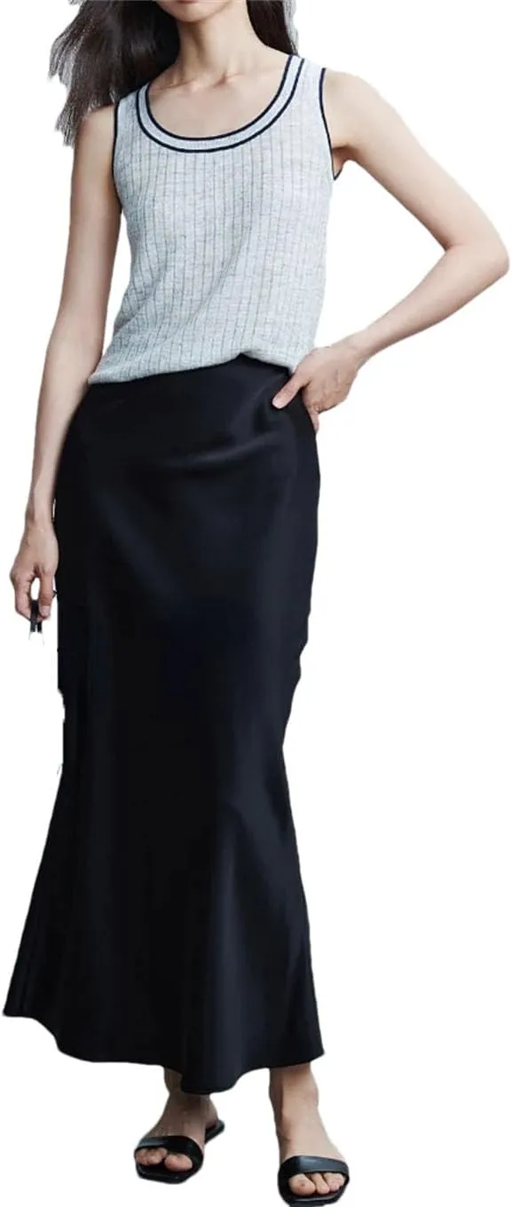 Woman Elastic High Waist Satin Fishtail Skirts Slim Long Dresses