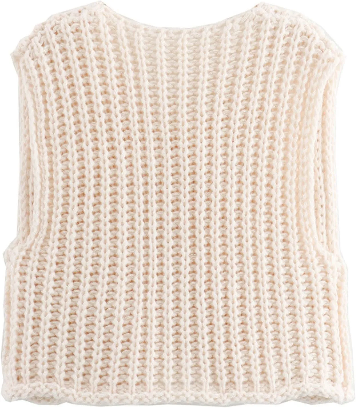 Women Button Down Chunky Knit Sweater Vest Sleeveless Open Front Button Cable Knit Cardigan Vest with Pockets