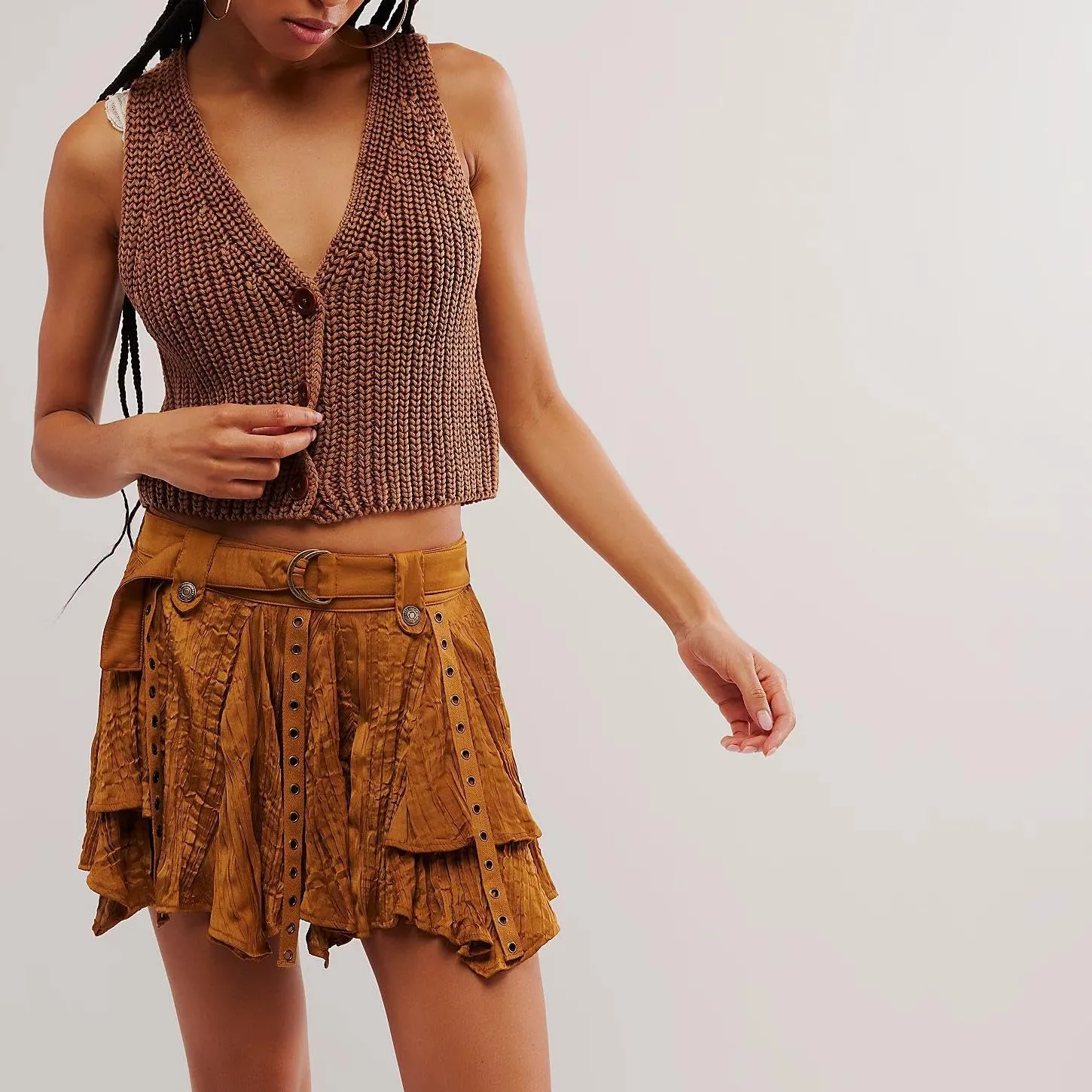 Women Button Up Ribbed Knit Crop Sweater Vest Sleeveless Solid Slim Fit Deep V Neck Cropped Vest Cardigan